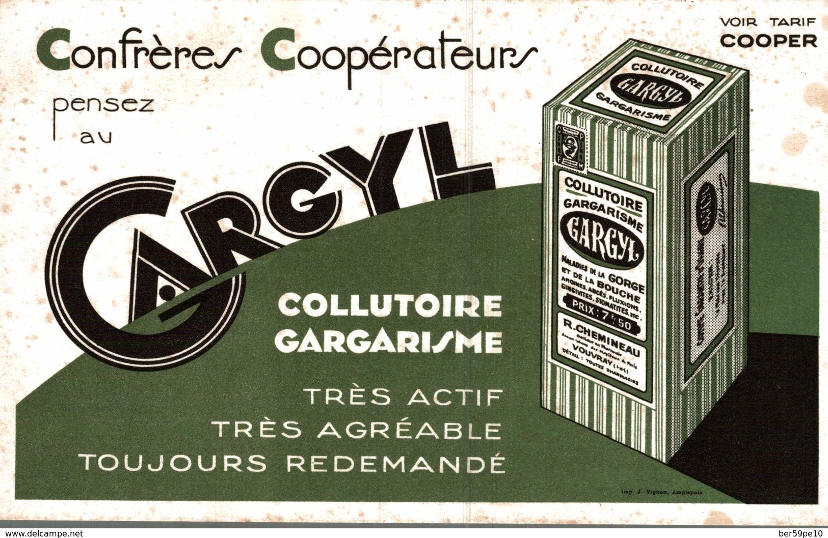 BUVARD  CONFRERES COOPERATEURS PENSEZ AU GARCYL COLLUTOIRE GARGARISME - Agriculture