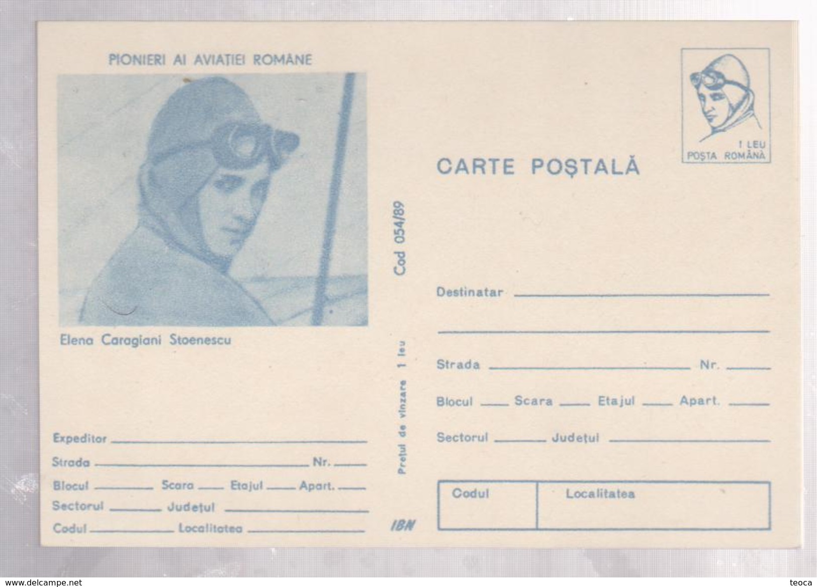 FAMOUS LADIES  ELENA CARAGIANI STOENESCU AIRPLANES ,THE ROMANIAN AVIATION PIONERS -ELENA CARAGIANI STOENESCU Women Pilot - Cartas & Documentos
