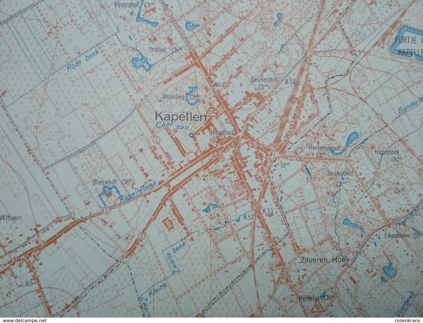 Topografische kaart STAFKAART Ekeren Brasschaat Kamp Van Oorderen Wilmarsdonk Stabroek Putte Kapellen Mariaburg Hoogboom