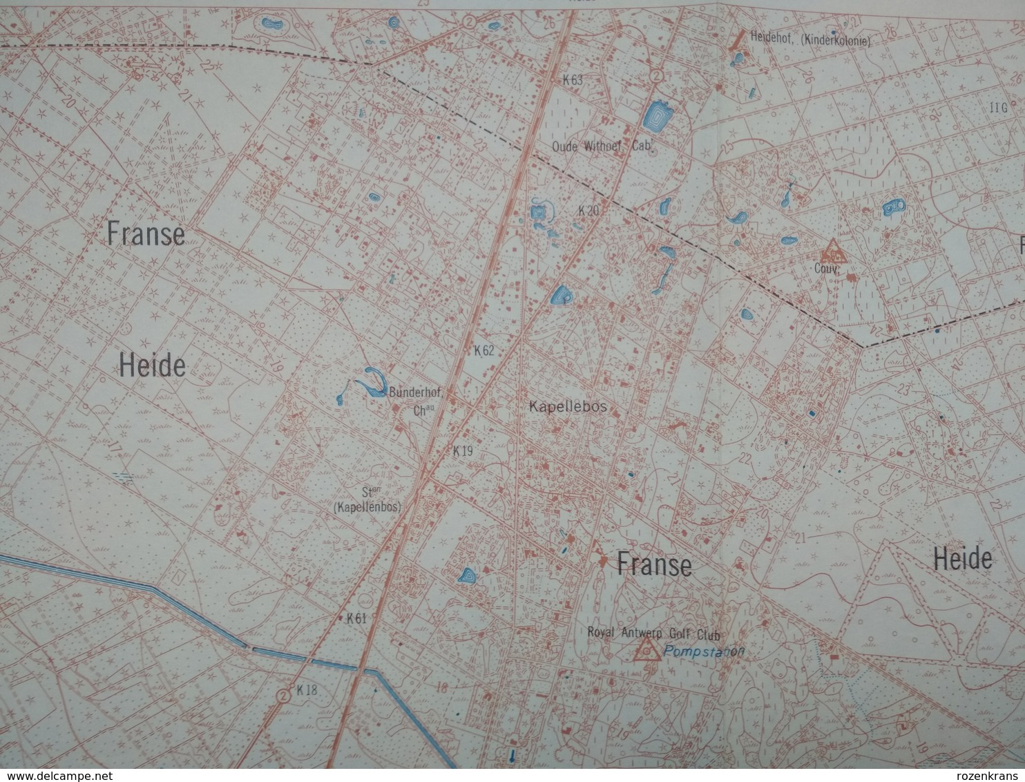 Topografische kaart STAFKAART Ekeren Brasschaat Kamp Van Oorderen Wilmarsdonk Stabroek Putte Kapellen Mariaburg Hoogboom