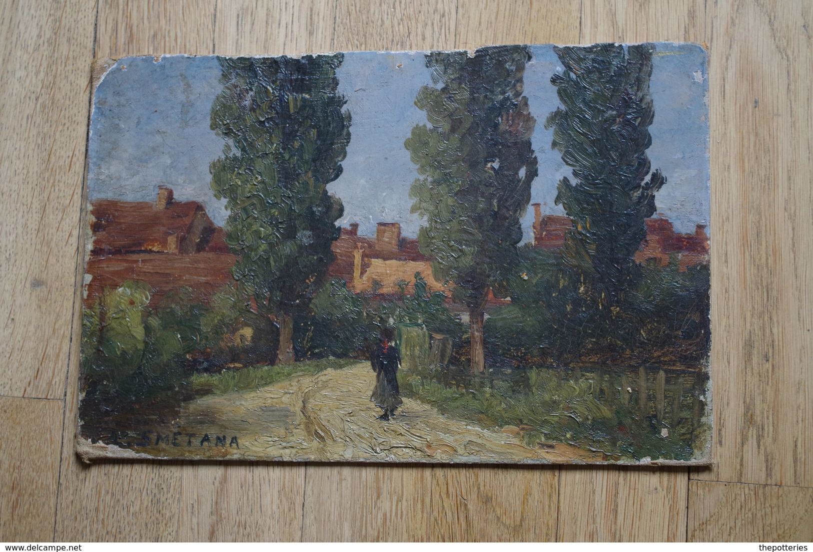 Com Empir/ Huile Sur Carton SMETANA Léopold 1867 1948 Impressionniste  Coté Artprice Akoun Old Oil - Huiles