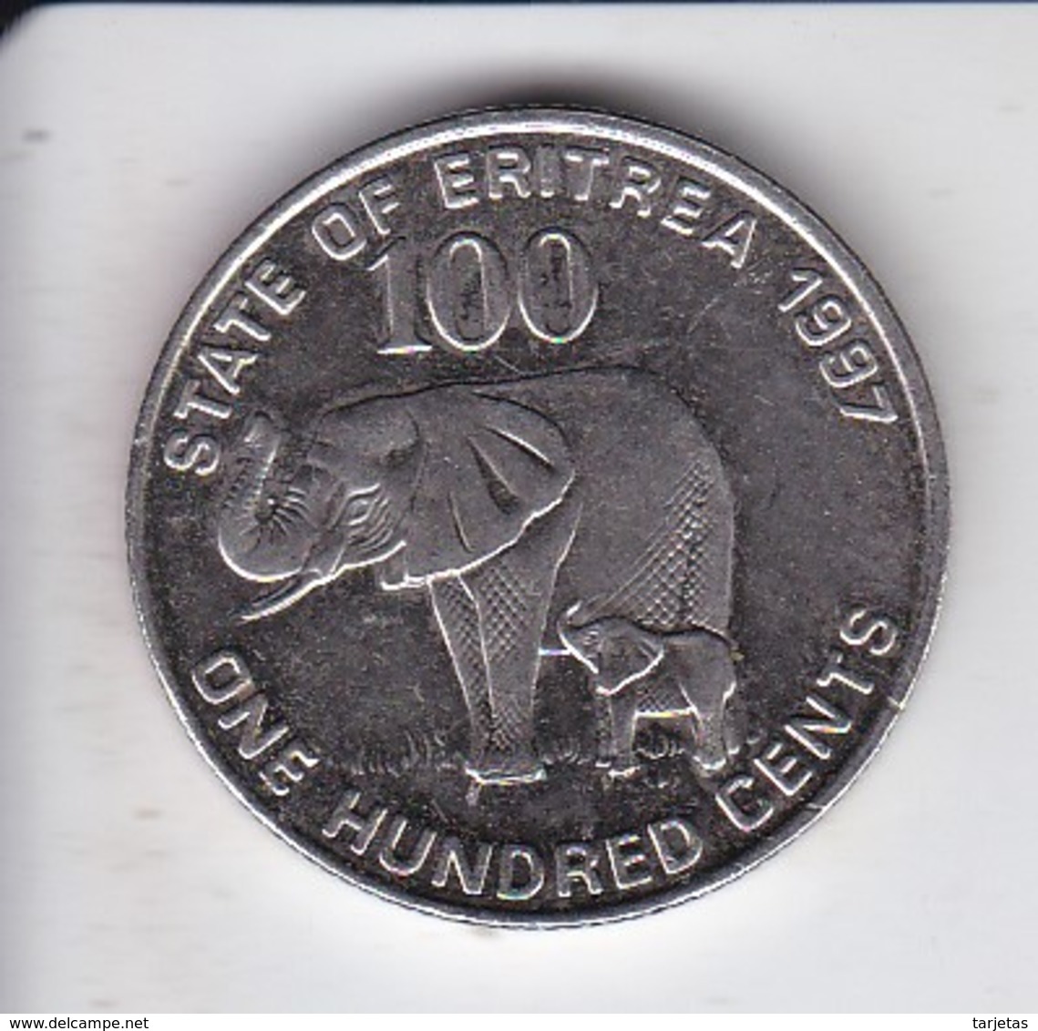 MONEDA DE ERITREA DE 100 CENTS DEL AÑO 1991 (ELEFANTE-ELEPHANT) - Erythrée