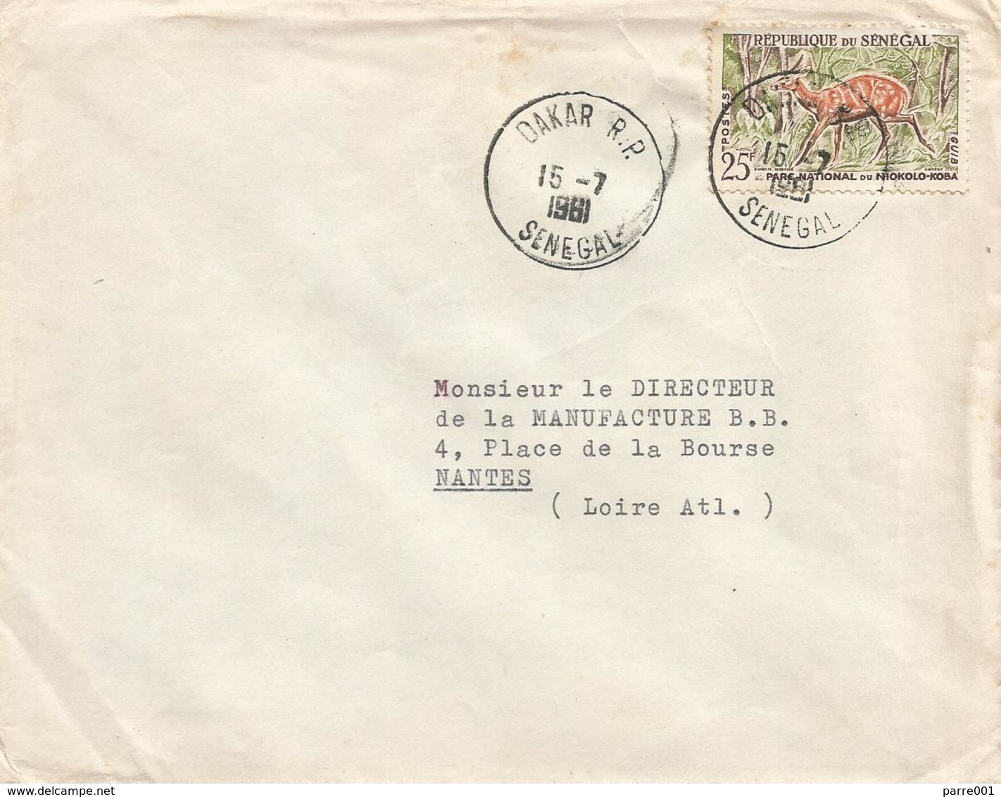 Senegal 1961 Dakar Bushbuck Antilope Niokolo-Koba National Parc Cover - Senegal (1960-...)