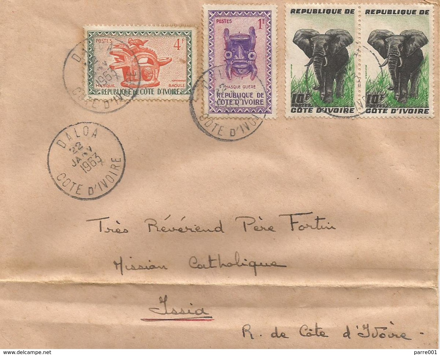 Cote D'Ivoire 1963 Daloa Mask Baoule Guere Elephant Cover - Côte D'Ivoire (1960-...)