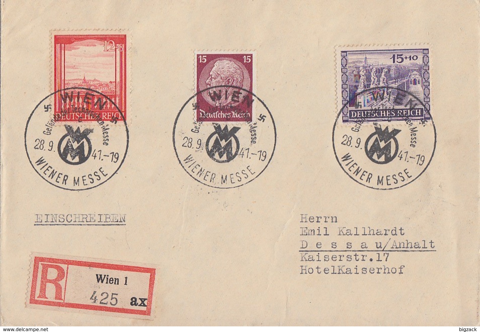 DR R-Brief Mif Minr.520,804,805 SST Wien 28.9.41 Gel. Nach Dessau - Covers & Documents