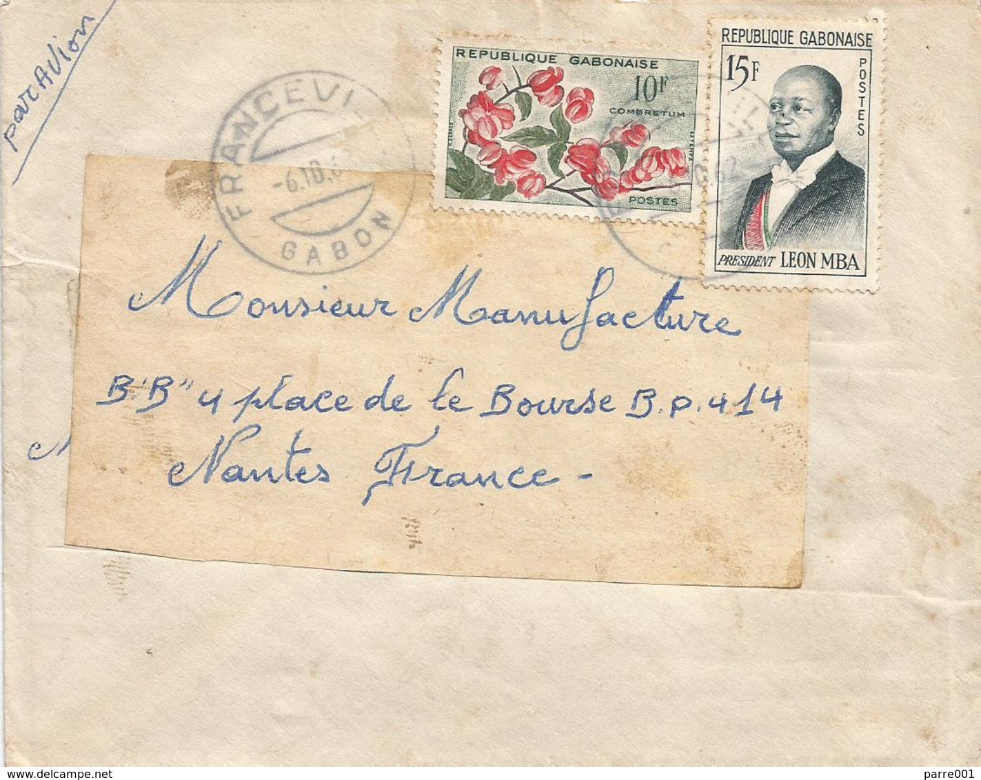 Gabon 1962 Franceville President Leon Mba 15f Liana Combretum Cover - Gabon (1960-...)