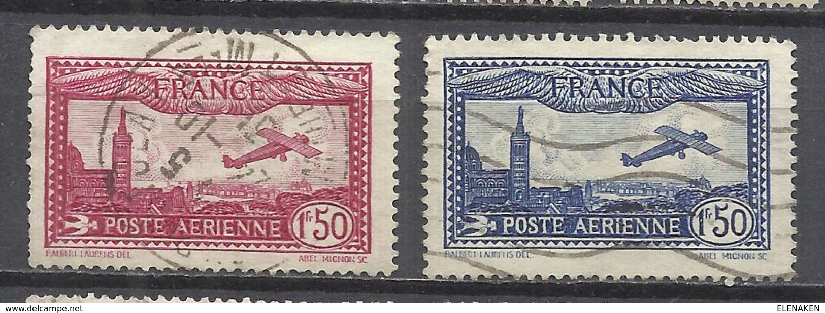 98-SERIE COMPLETA FRANCIA AEREOS VUELO SOBRE PARIS 1930 Nº5/6 VALOR 7,00€ USADOS,FOTO REAL,AVIACION AEREOS AVIONES - 1927-1959 Matasellados