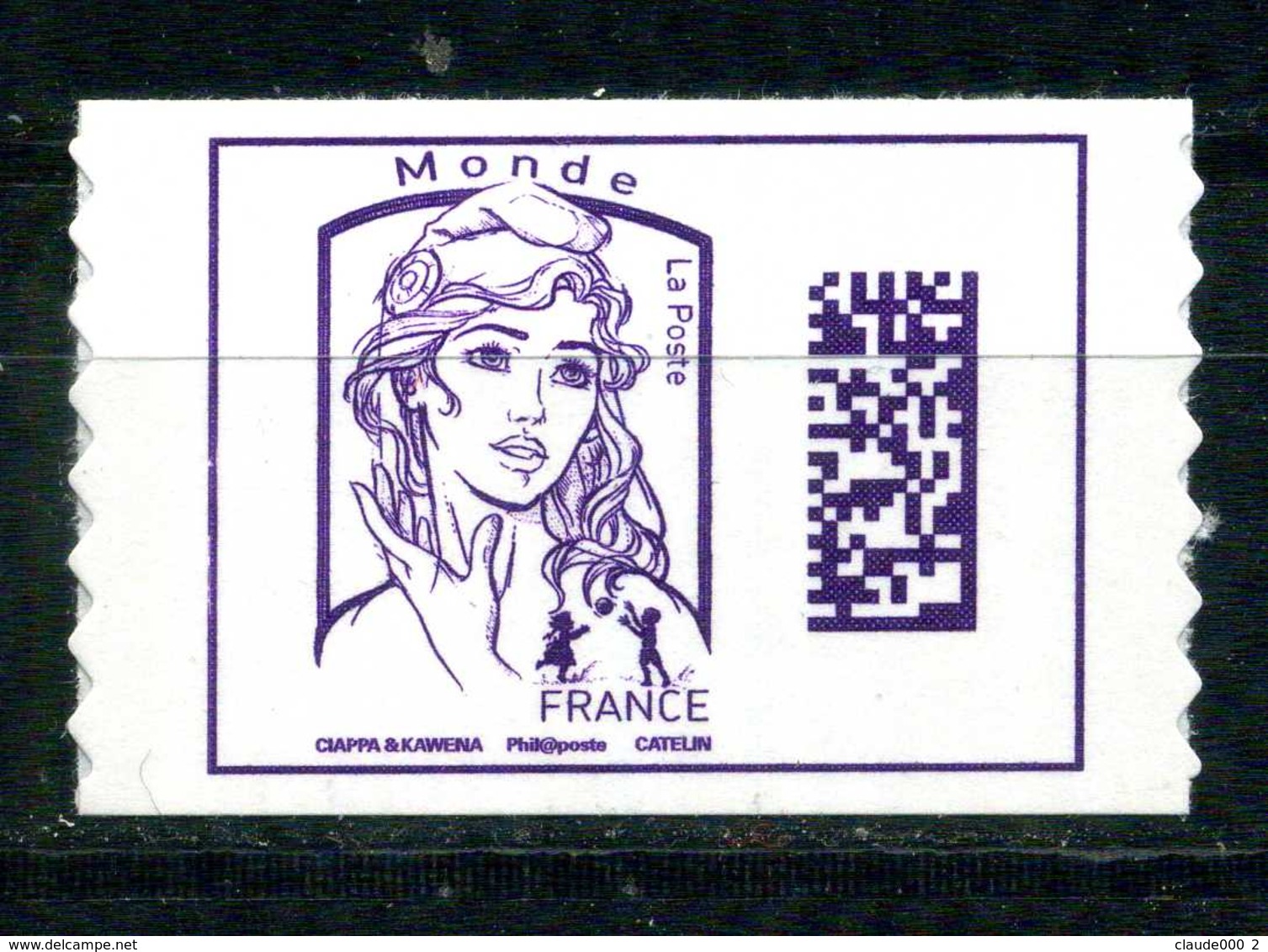 ADHESIF N° 1217 DATAMATRIX MONDE DE FEUILLE SANS LE GRAMMAGE NEUF** - 2013-2018 Marianne Of Ciappa-Kawena