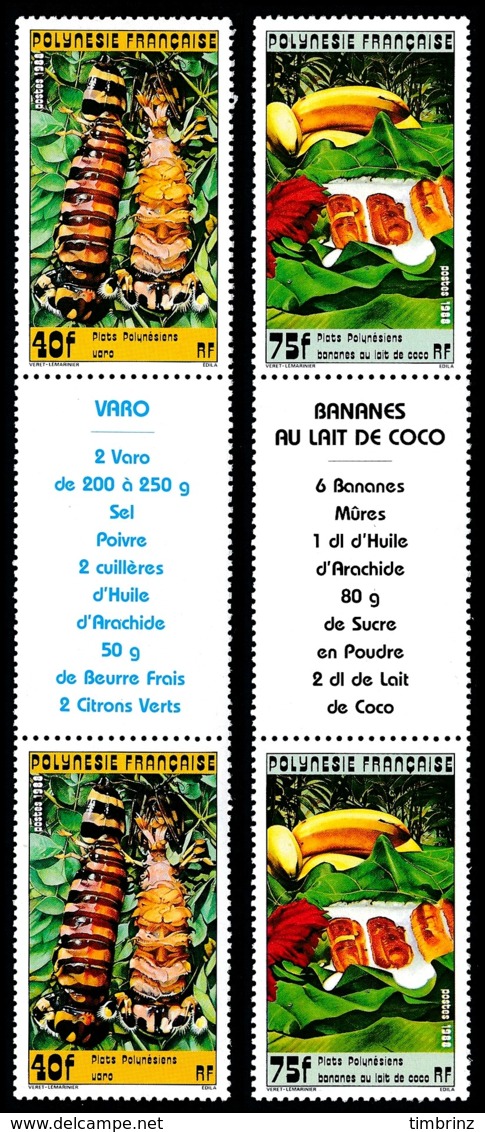 POLYNESIE 1988 - Yv. 295A Et 296A (295 Et 296 En Tryptiques) **   Cote= 12,00 EUR - Plats Polynésiens  ..Réf.POL23977 - Ungebraucht