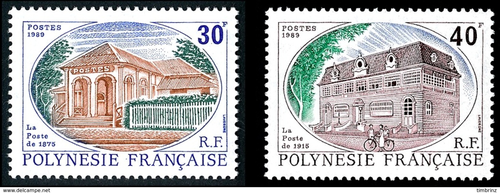 POLYNESIE 1988 - Yv. 322 Et 323 ** SUP  Faciale= 0,59 EUR - La Poste De 1875 Et De 1915 (2 Val.)  ..Réf.POL23987 - Neufs