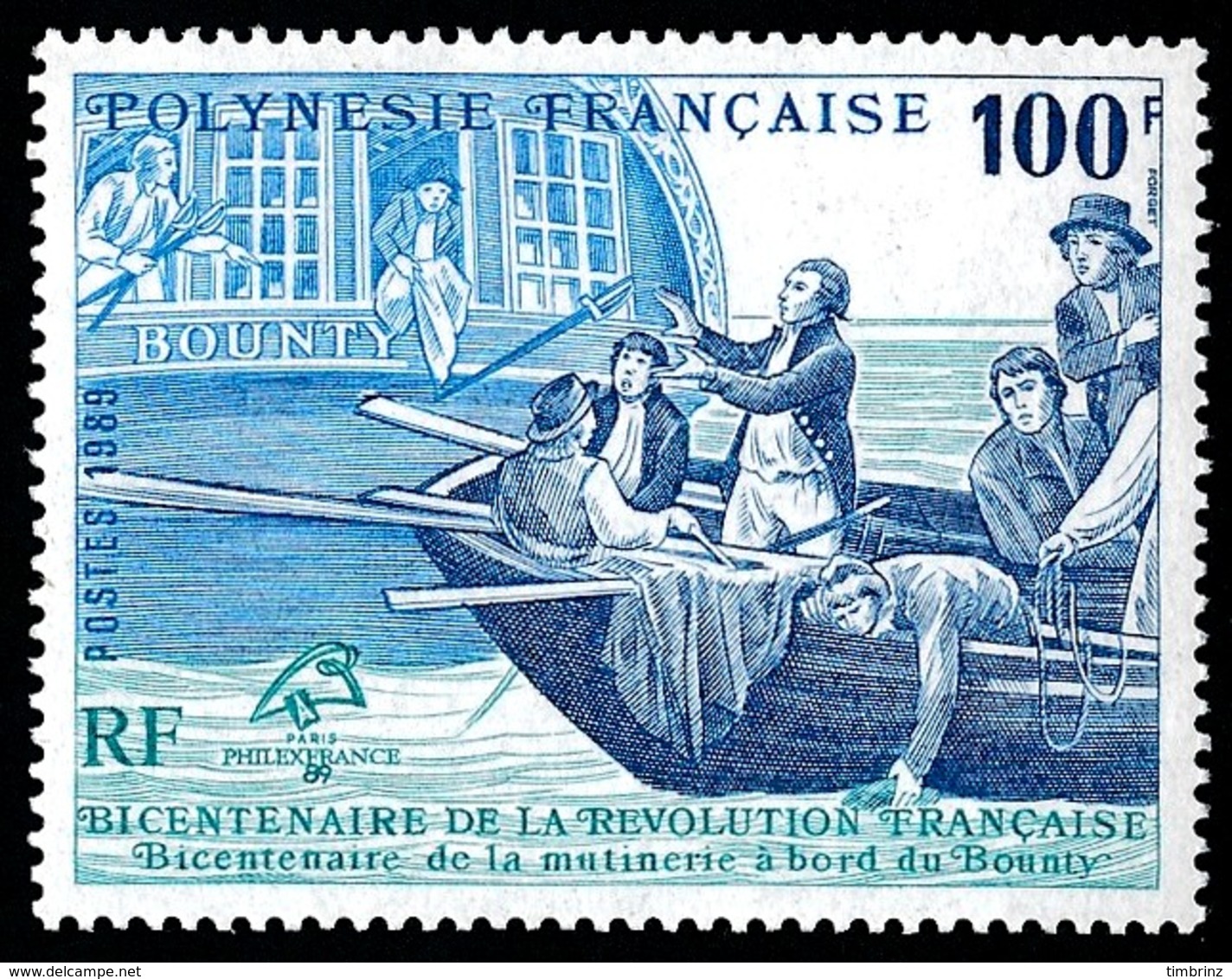 POLYNESIE 1989 - Yv. 336 ** TB  Faciale= 0,84 EUR - Révolution Française. Bateau 'Bounty'  ..Réf.POL23998 - Neufs