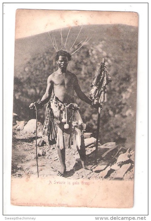 SWAZILAND A SWAZIE IN GALA DRESS Ethnic Native Early Undivided Back Postcard Native Costume - Swazilandia