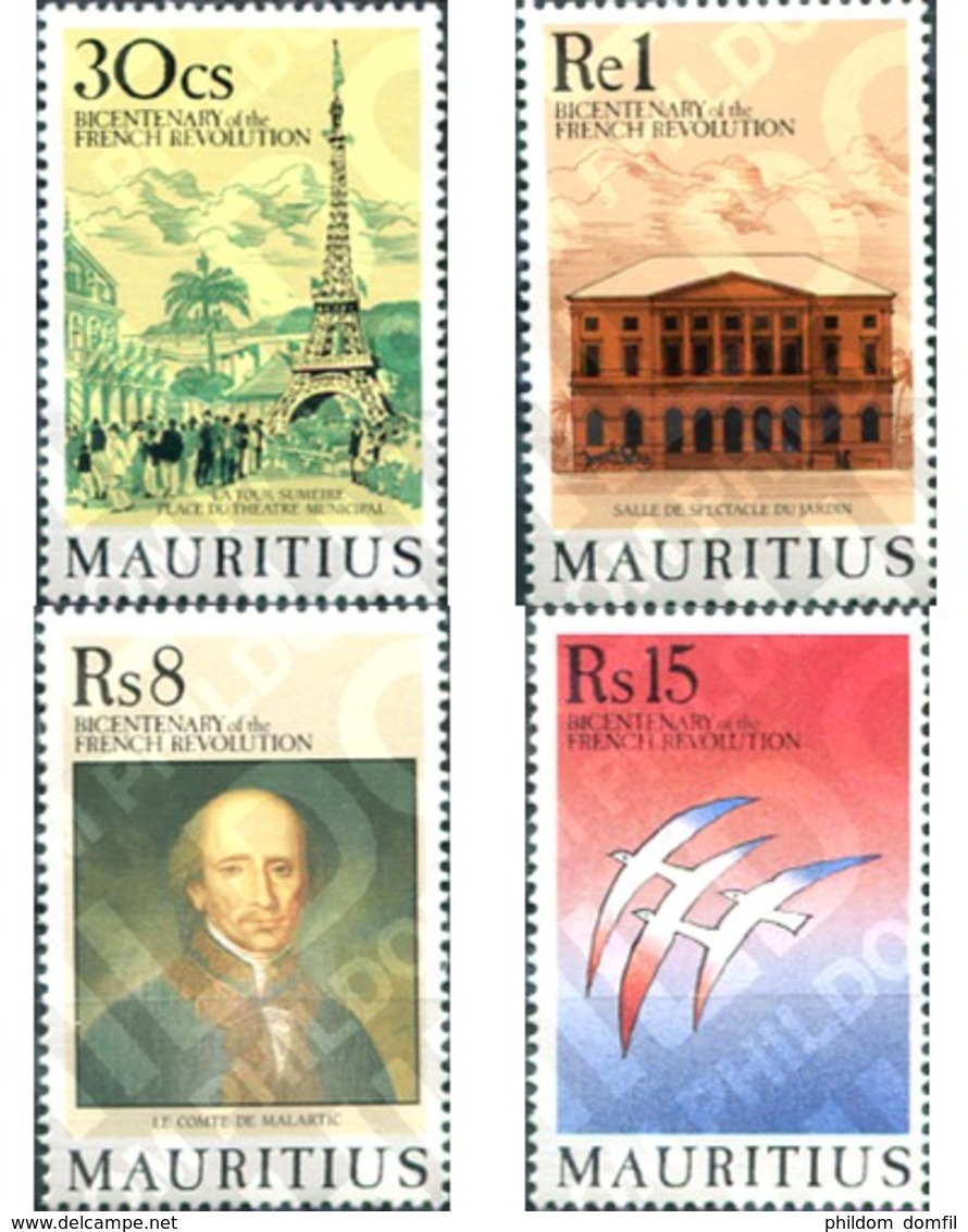 Ref. 27798 * MNH * - MAURITIUS. 1989. 200th ANNIVERSARY OF THE FRENCH REVOLUTION . 200 ANIVERSARIO DE LA REVOLUCION FRAN - Monuments