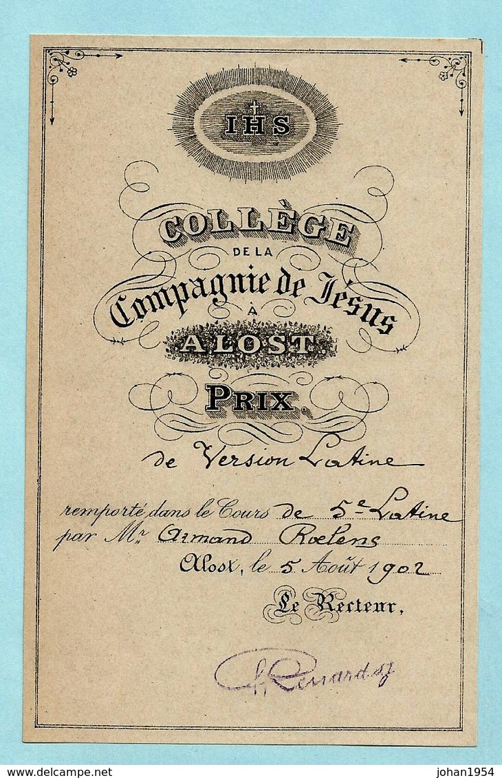 AALST (geen Postkaart) - Collège De La Compagnie De Jésus - Prix De Version Latine - 1902 - Aalst