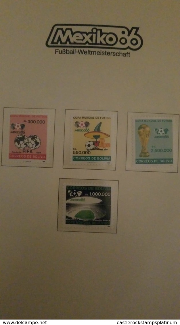 O) 1986 BOLIVIA, 1986 WORLD CUP SOCCER CHAMPIONSHIPS MEXICO, SOCCER TEAM NAMED THE STRONGEST SCT 720, EMBLEMS FIFA, PIQU - Bolivia