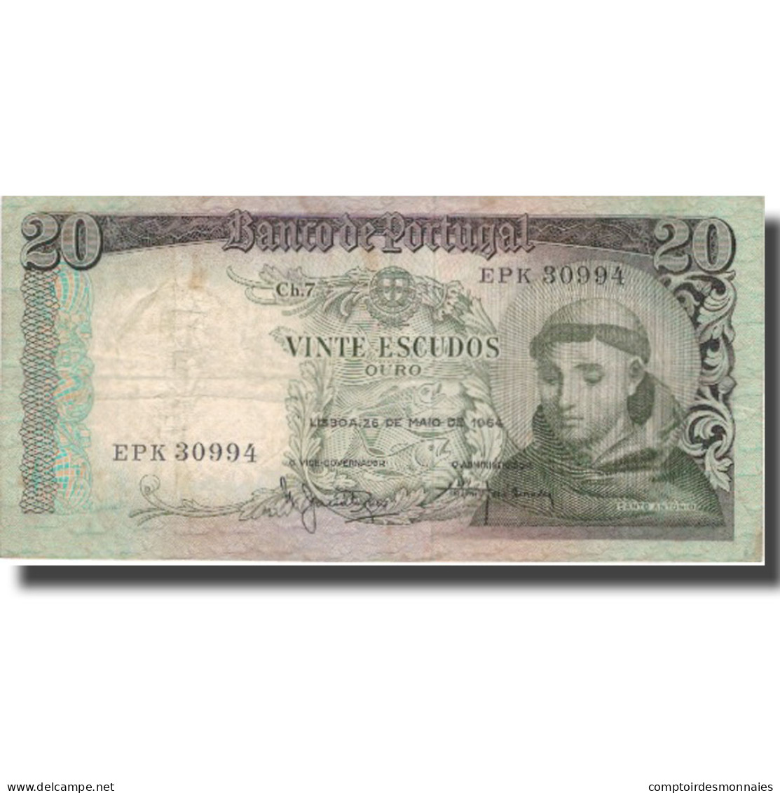 Billet, Portugal, 20 Escudos, 1964, 1964-05-26, KM:167b, TB+ - Portugal