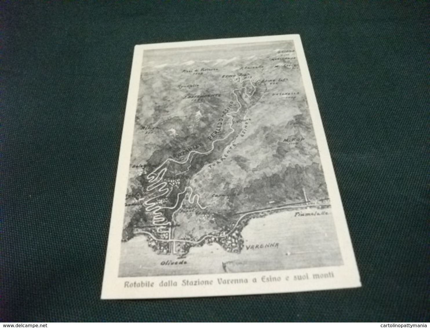 CARTA GEOGRAFICA ROTABILE DALLA STAZIONE VARENNA A ESINO E SUOI MONTI COMO P.F. - Carte Geografiche