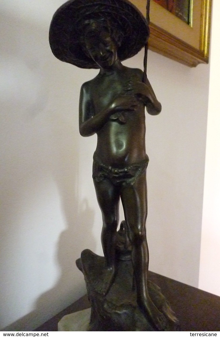 SCULTURA STATUA BRONZO PESCATORE FIRMA VARLESE OTTIMO STATO - Bronzi