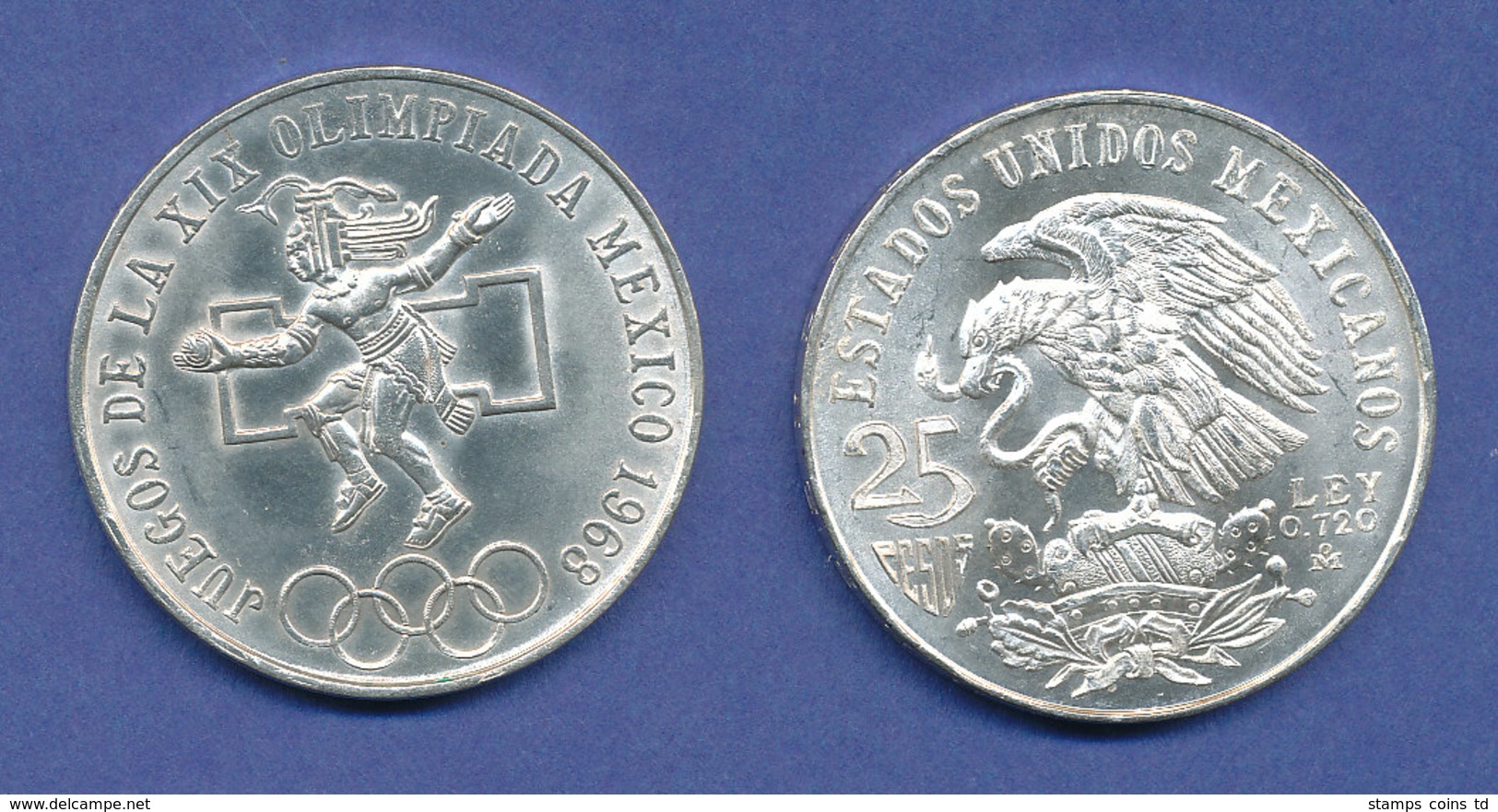 Mexiko Silber-Münze Olympische Spiele Mexico-City 1968, 22,5g 720er Silber - Messico