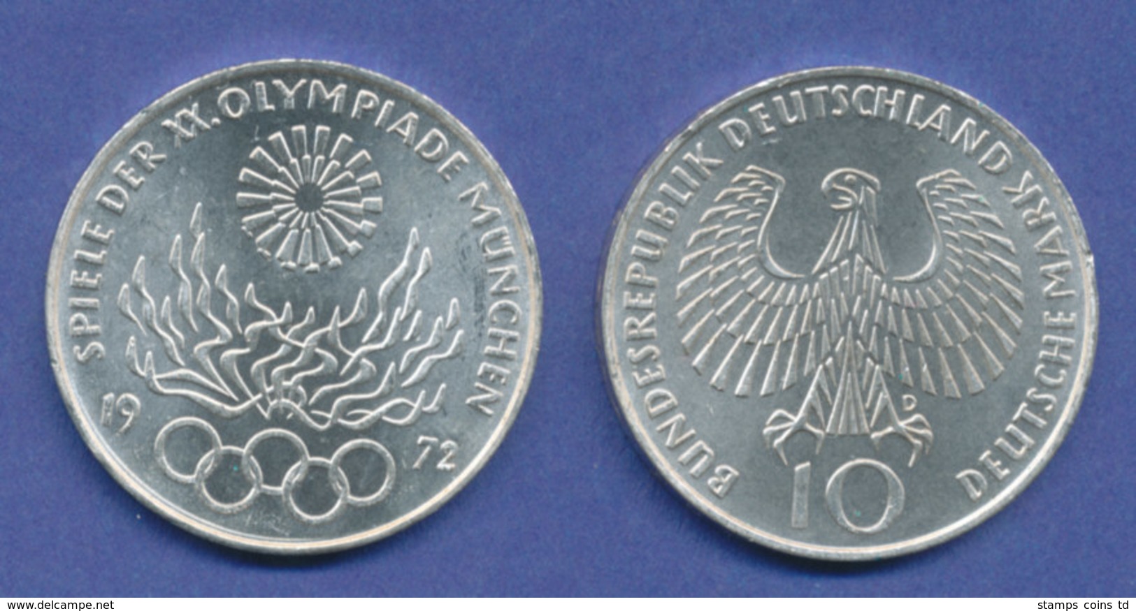 Olympische Spiele 1972, 10DM Silber-Gedenkmünze Olympisches Feuer  -  D - Altri & Non Classificati