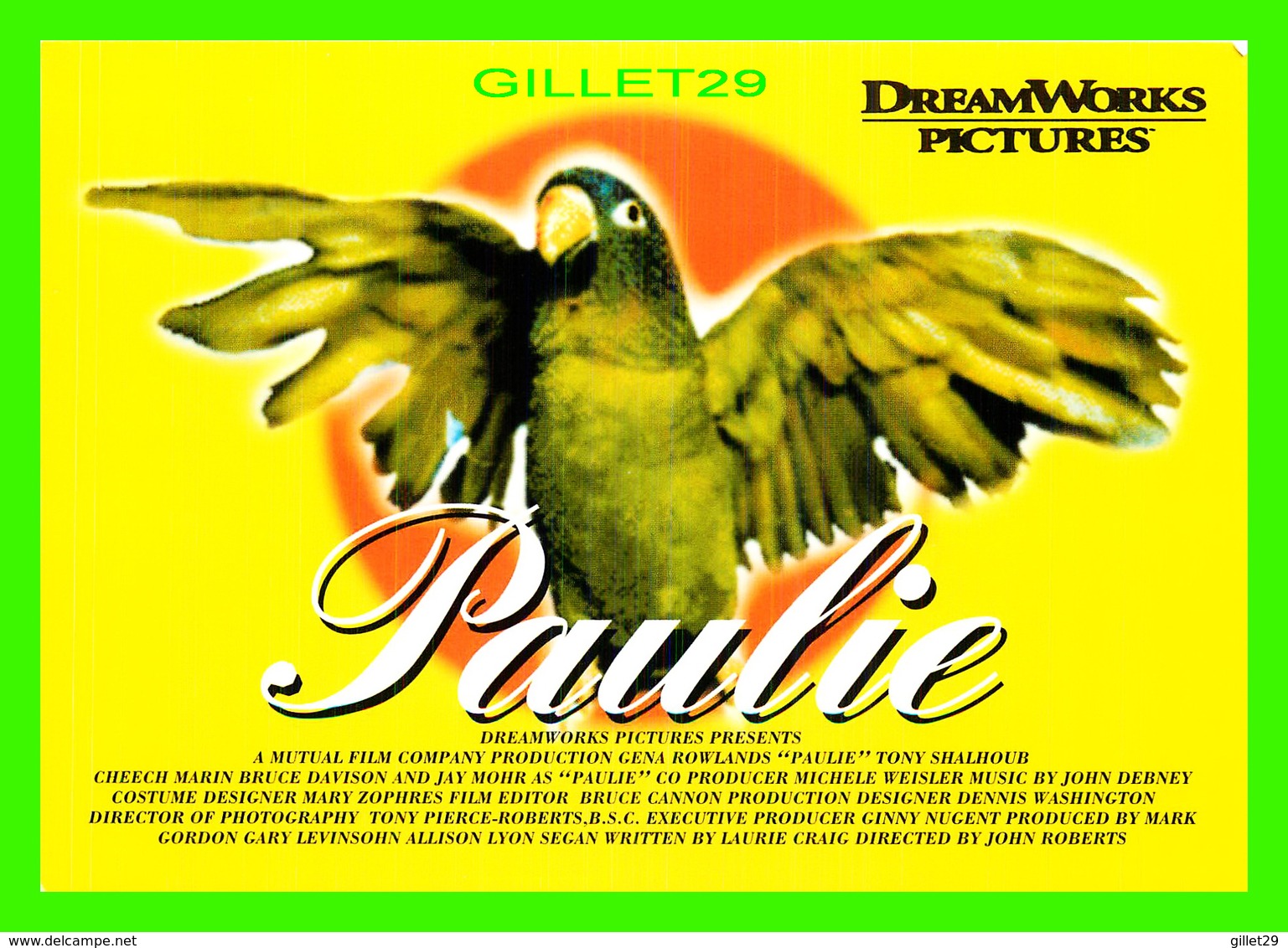 AFFICHES DE FILM - " PAULIE " DREAM WORKS PICTURES IN 1998 - PERROQUET - - Affiches Sur Carte