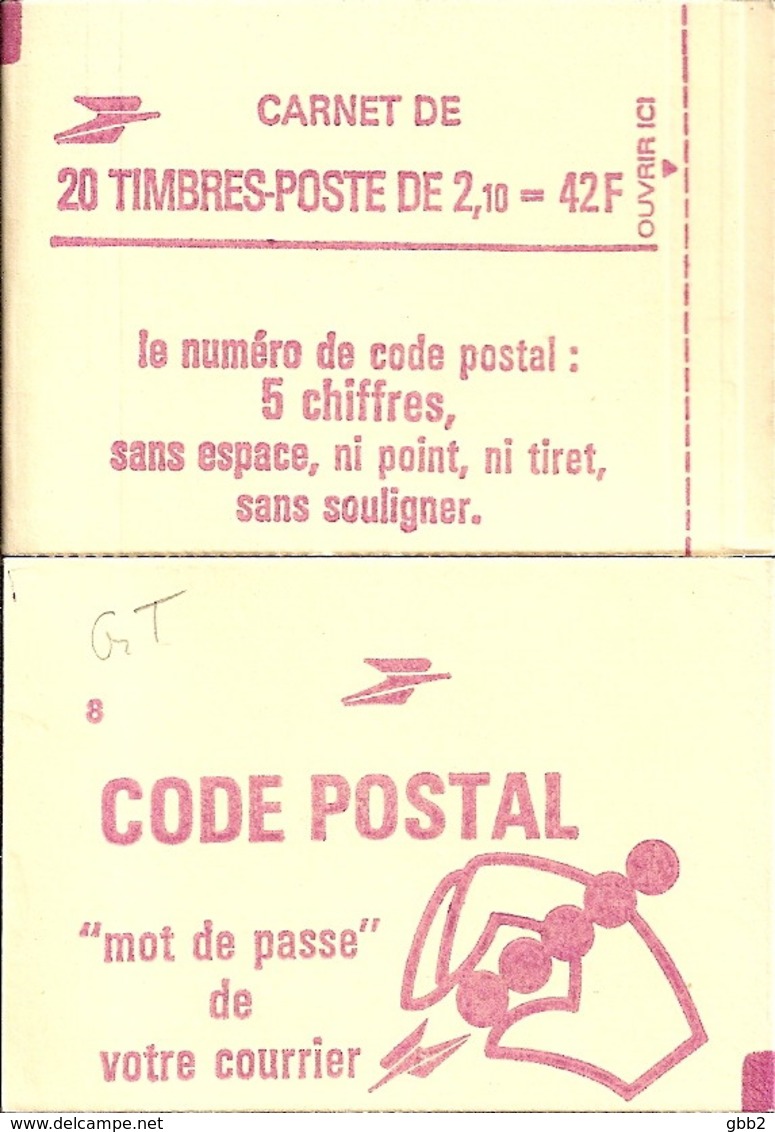 CARNET 2319-C 4a Liberté De Delacroix "CODE POSTAL" Daté 17/8/84 (bas) Fermé Bas Prix Parfait état RARE - Autres & Non Classés