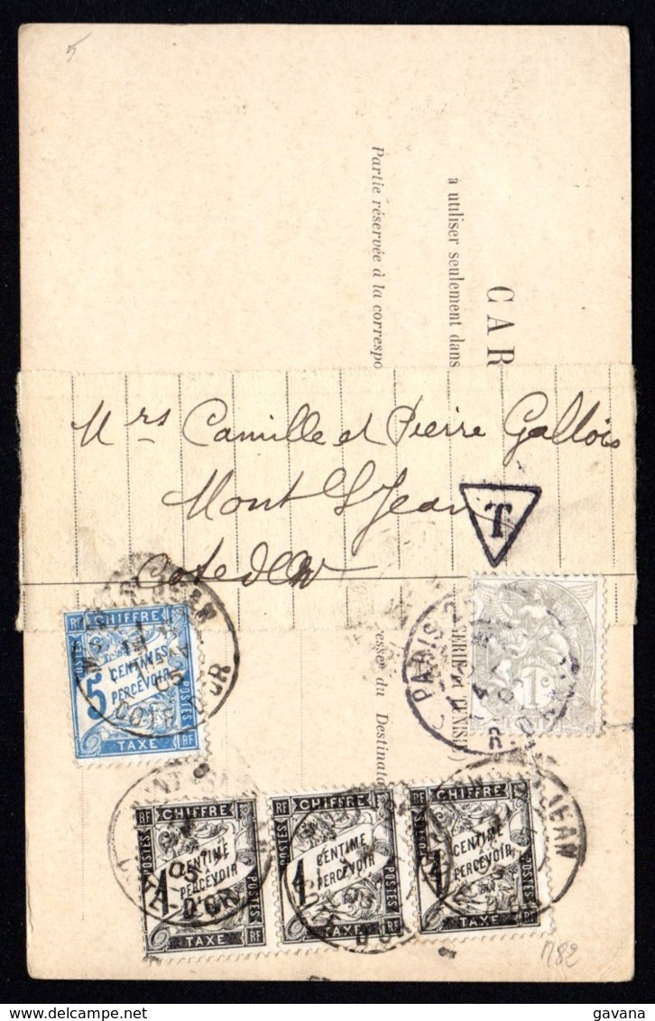 Carte Postale De Paris à Mont-SAINT-Jean Taxée à 8 Centimes - 1859-1959 Lettres & Documents