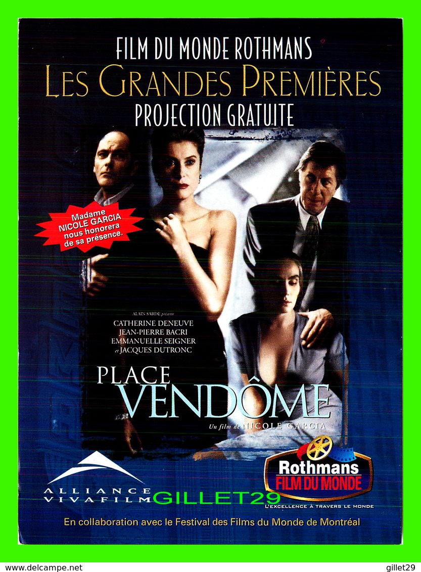 AFFICHES DE FILM  " PLACE VENDÔME " DE NICOLE GARCIA  1998 AVEC CATHERINE DENEUVE, JEAN-PIERRE BACRI - - Posters On Cards