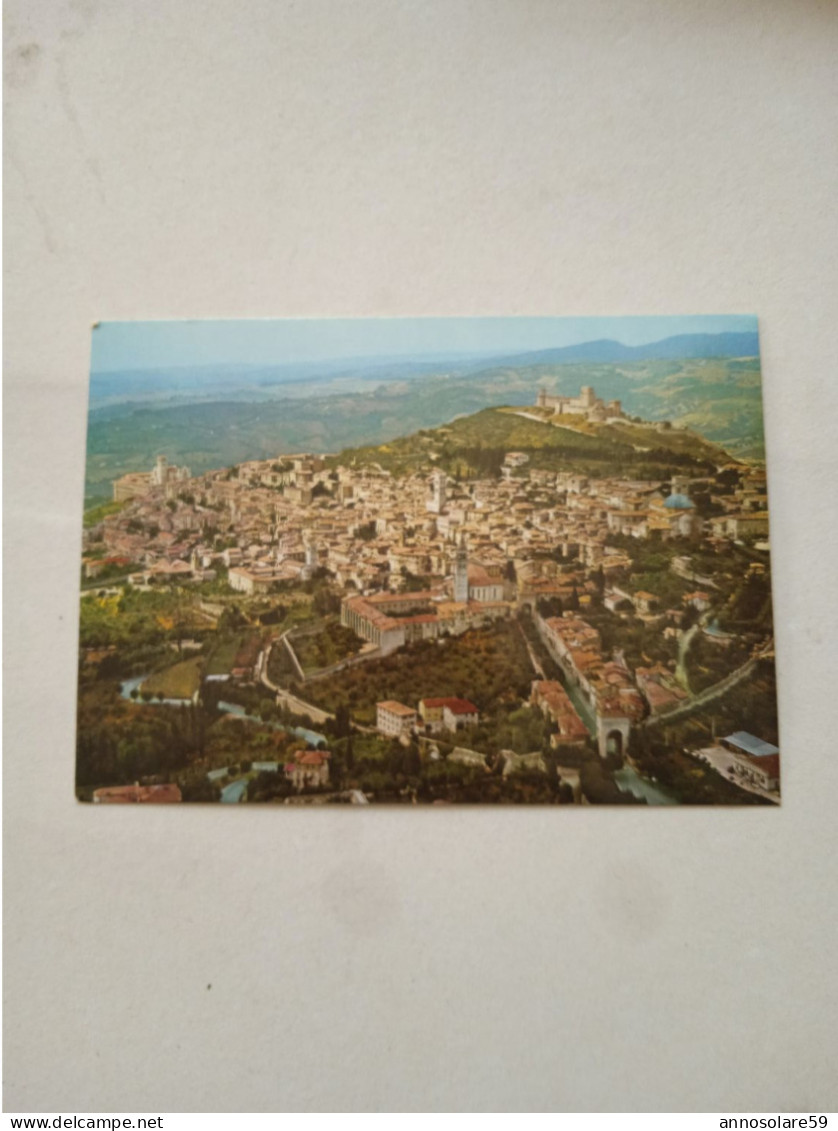 CARTOLINE: ASSISI - PANORAMA DALL' AEREO - VIAGGIATA - F/G - COLORI - LEGGI - Perugia