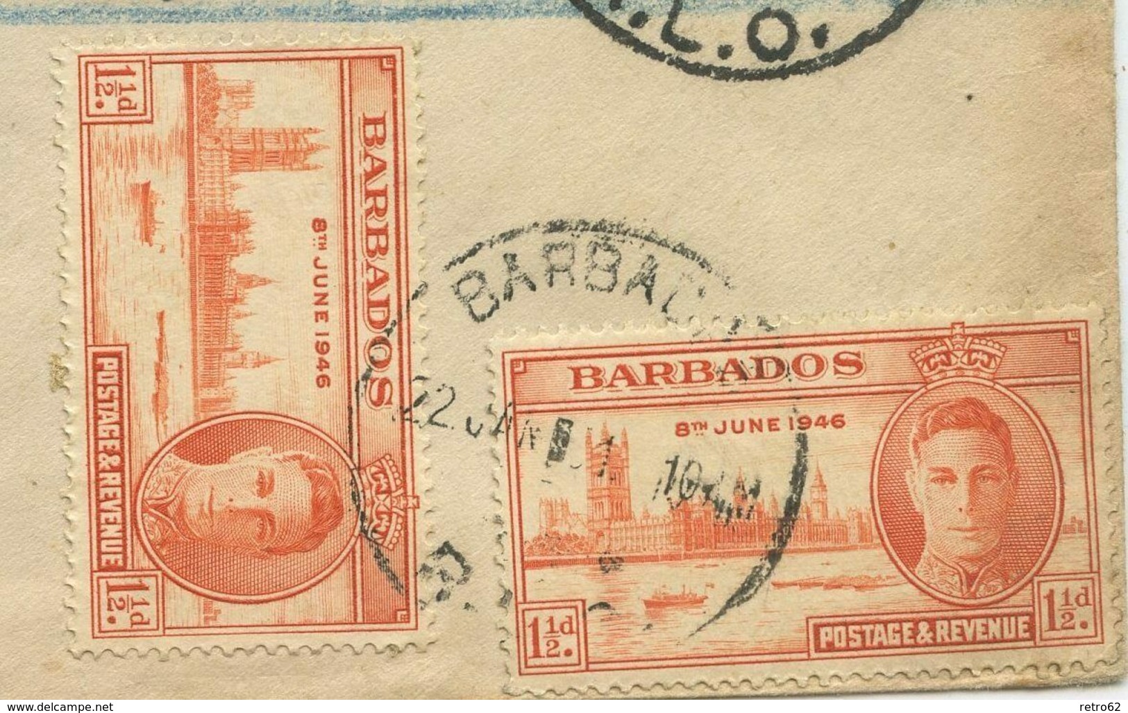 Barbados R Brief Nach Georgetown Guyana 1951 - Barbades (...-1966)