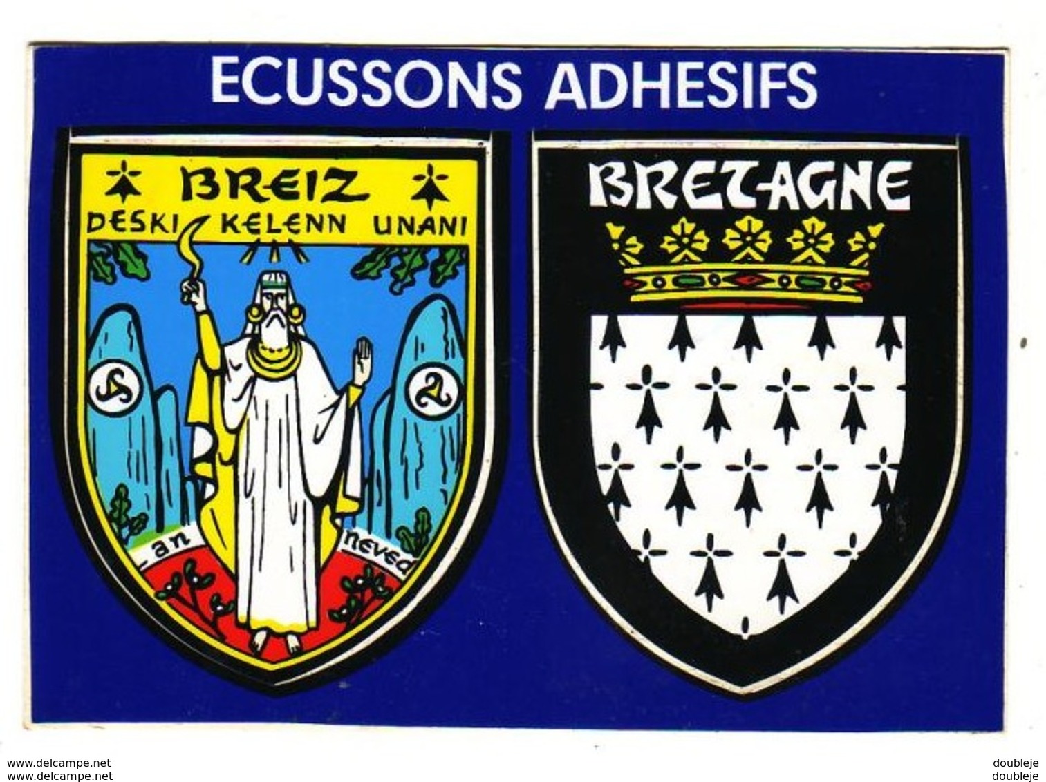 BREIZ    BRETAGNE   CARTE AVEC  ÉCUSSON ADHÉSIF........ BLASONS - Bretagne