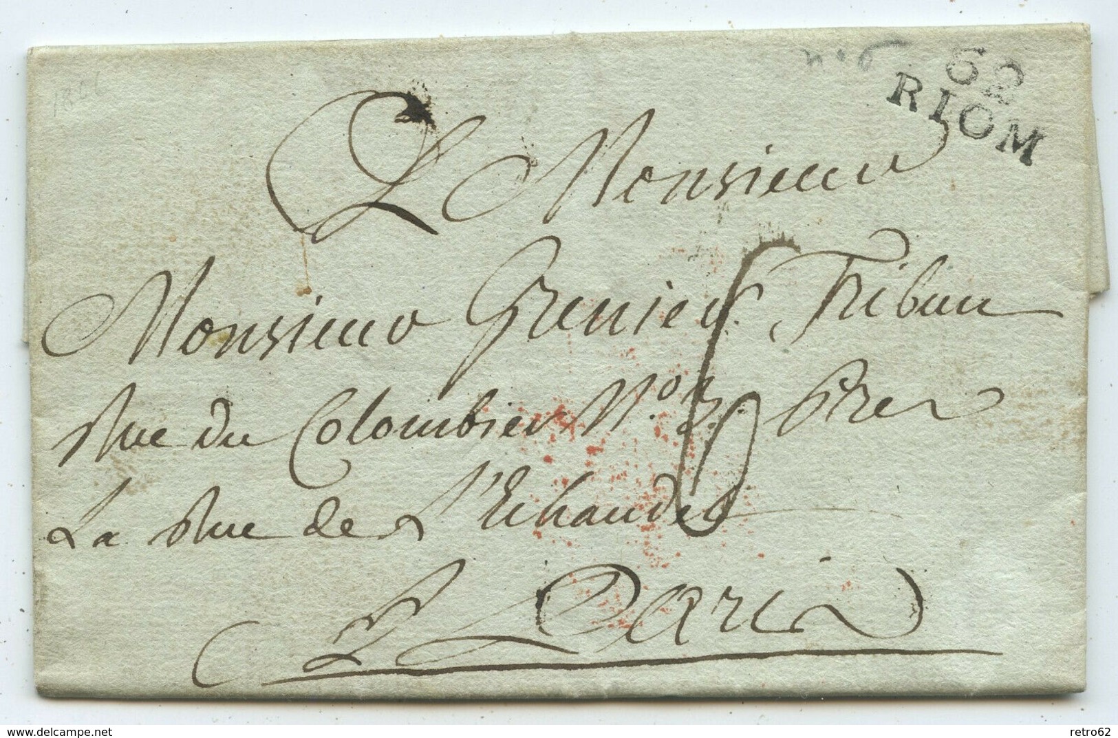 Frankreich Vorphila Brief Riom Paris 1806 - Autres & Non Classés