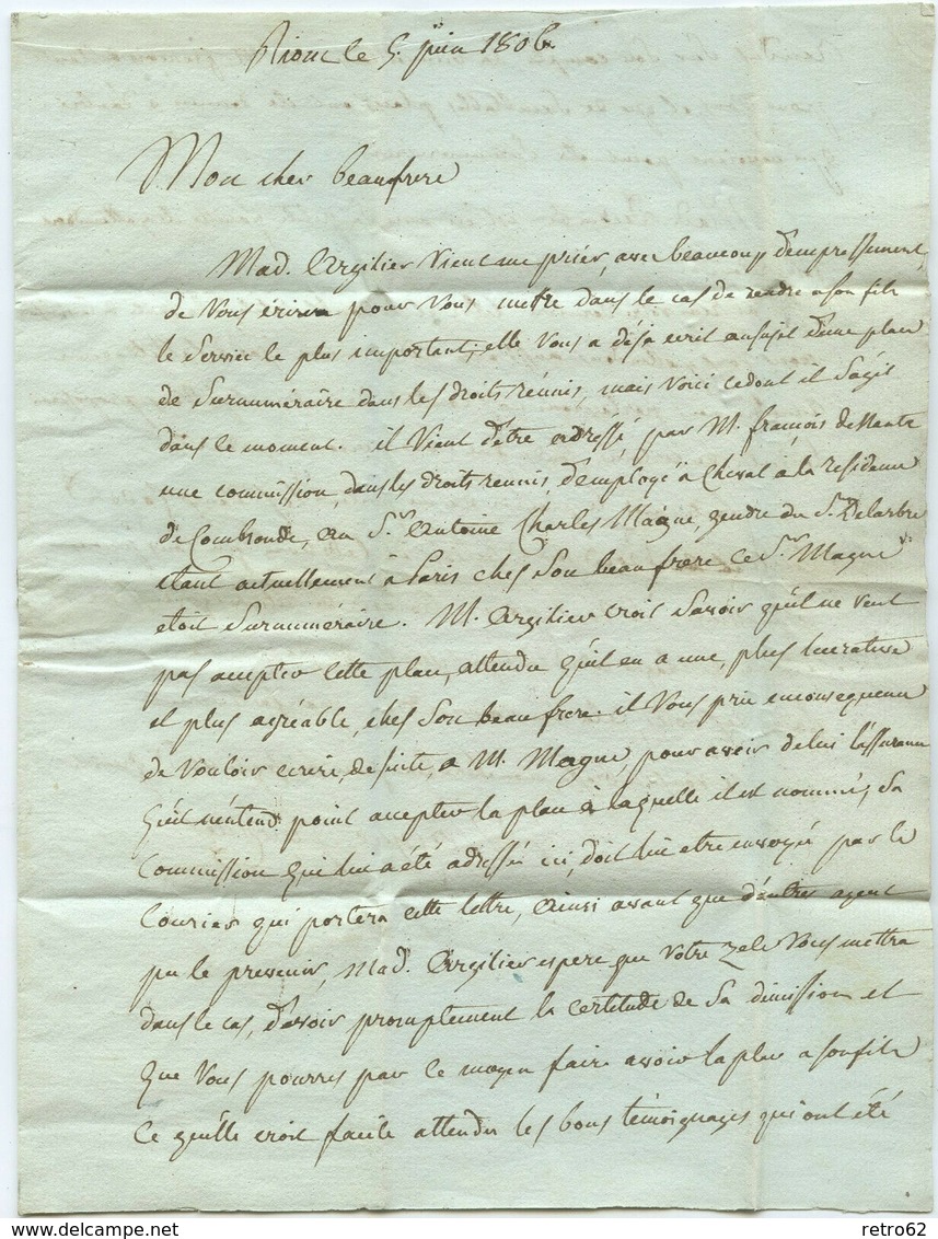 Frankreich Vorphila Brief Riom Paris 1806 - Autres & Non Classés