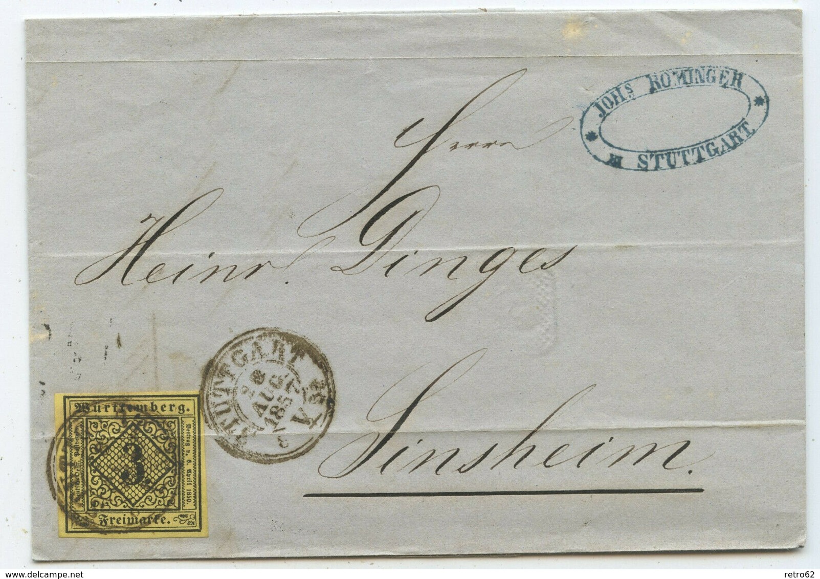 AD Württemberg Brief Stuttgart Sinsheim 1857 - Lettres & Documents