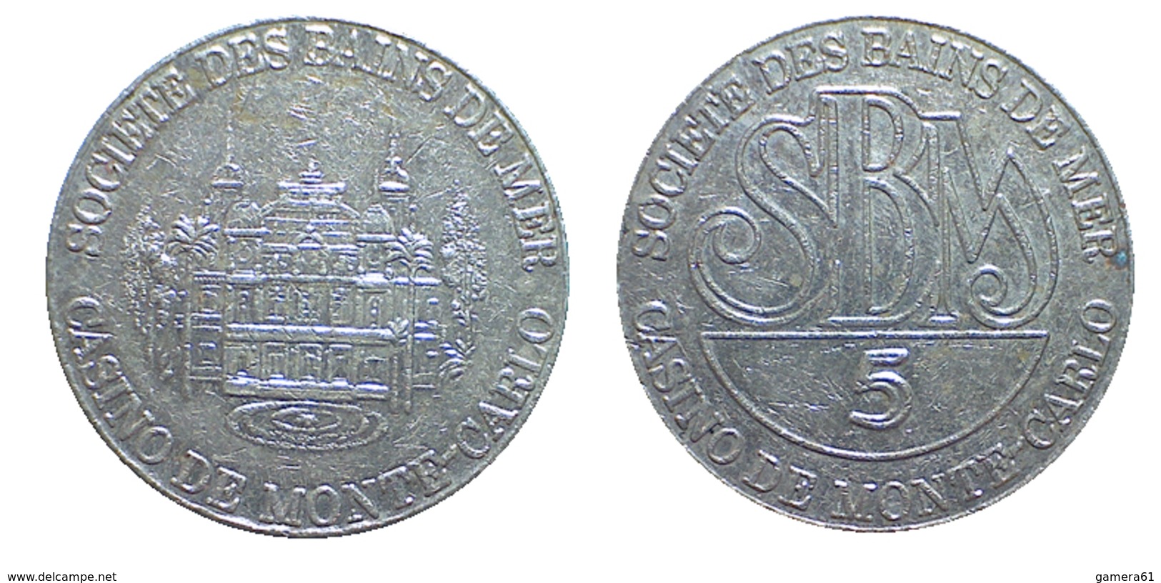 00964 GETTONE TOKEN JETON MONACO MONTE-CARLO CASINO SOCIETE DES BAINS DE MER 5 - Casino