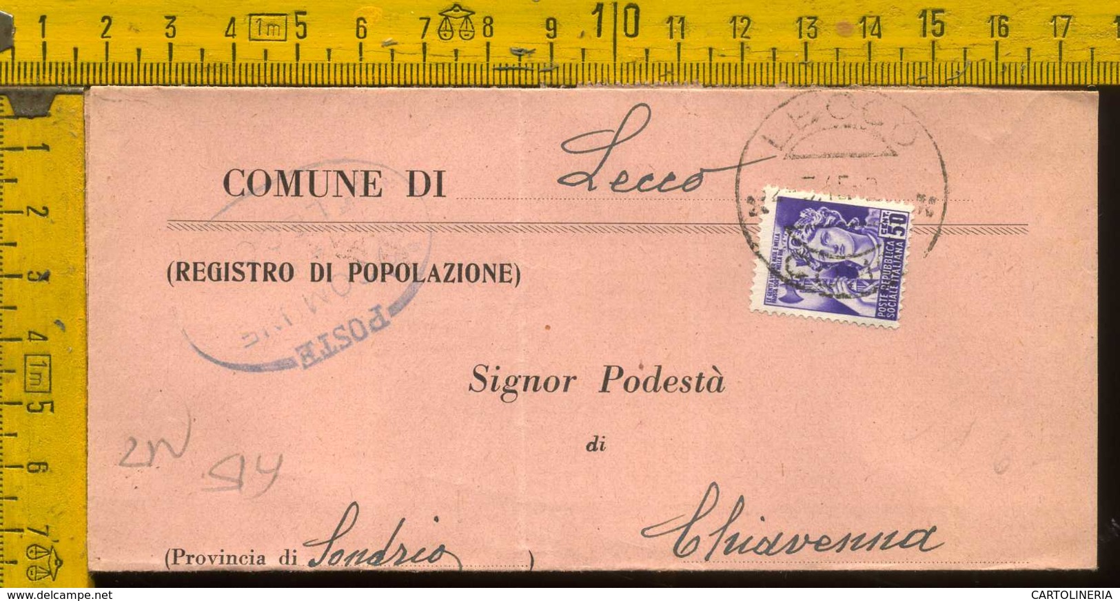 RSI Monumenti Distrutti Piego Senza Testo Lecco Chiavenna - Storia Postale