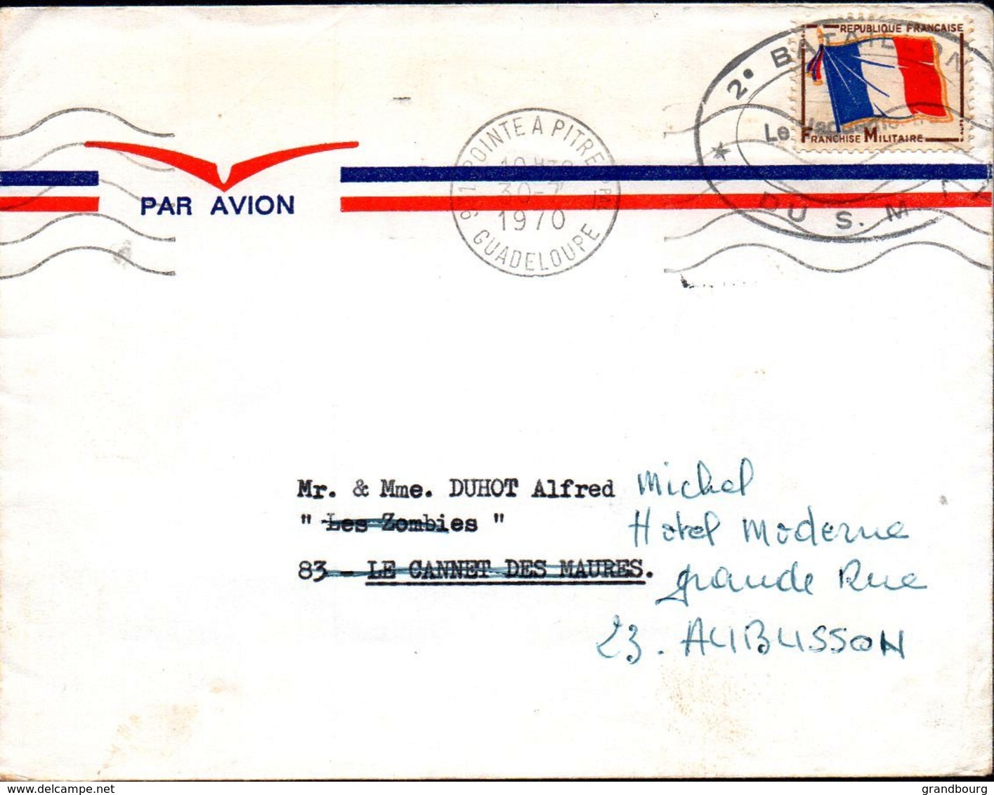 1 - FM13 Sur Enveloppe Franchise Militaire Cachet 2ème SMA Guadeloupe 1970 - Lettres & Documents
