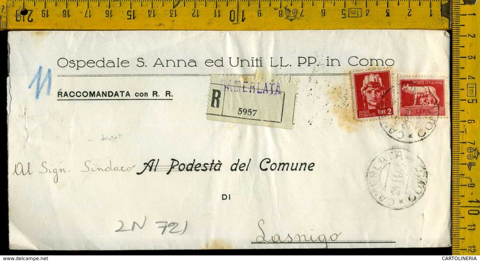 Luogotenenza Imperiale Turrita Piego Senza Testo Camerlata Lasnigo - Storia Postale