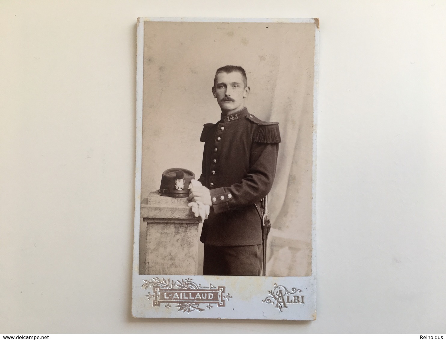 Cdv Soldat Militaire Uniform Kepi Infanterie Foto L Aillaud Albi Bajonette Regiment 143 Castelnaudary Carcassonne - Oorlog, Militair