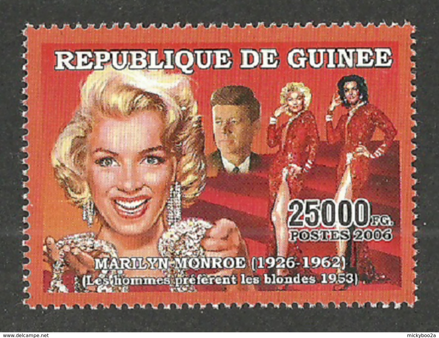 GUINEA 2006 FILMS MONROE GENTLEMEN PREFER BLONDES MINERALS DIAMONDS SINGLE MNH - Guinea (1958-...)