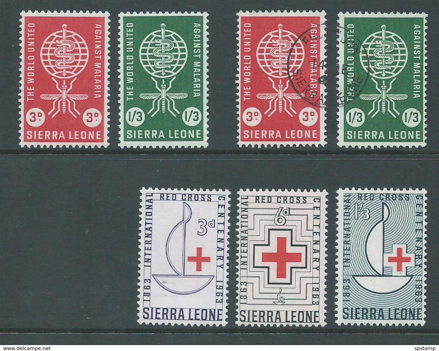 Sierra Leone 1962 - 1963 Malaria Set Both MNH & VFU , Red Cross Set 3 MNH - Sierra Leone (1961-...)