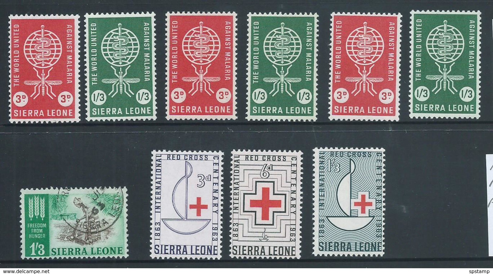 Sierra Leone 1962 - 1963 Malaria Set 2 X 3 Sets MLH , 1/3 FFH VFU , Red Cross Set 3 MNH - Sierra Leone (1961-...)