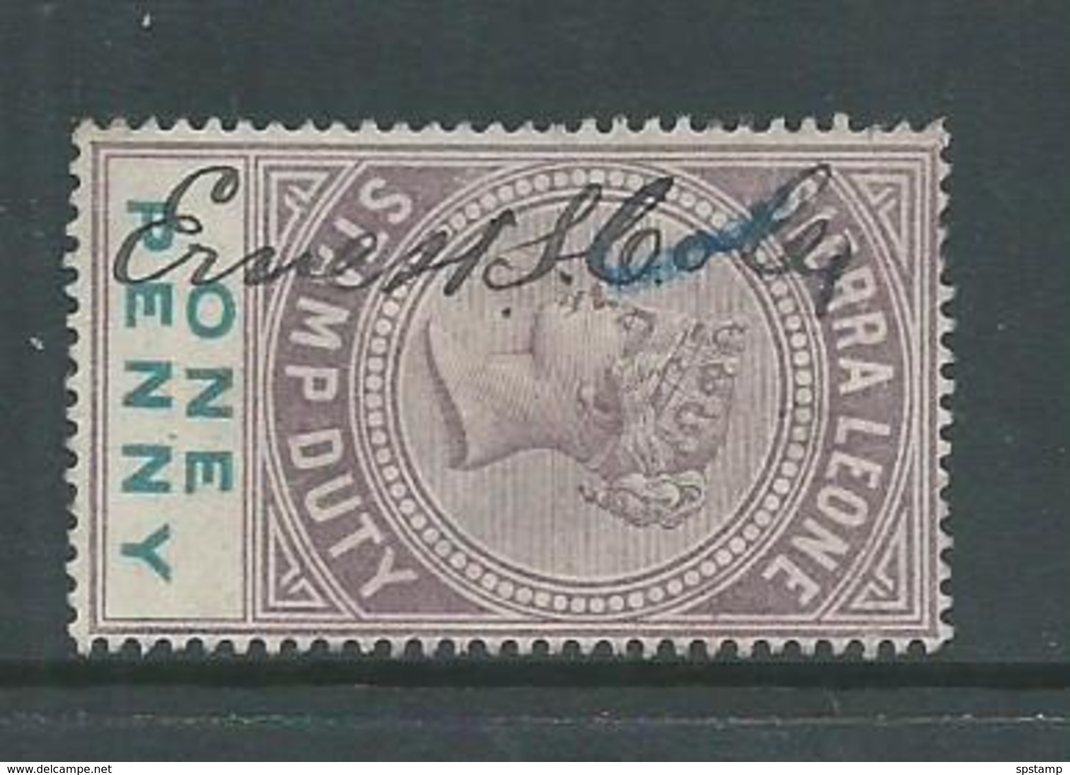 Sierra Leone 1897 QV 1d Stamp Duty Used , Manuscript Cancel - Sierra Leone (...-1960)