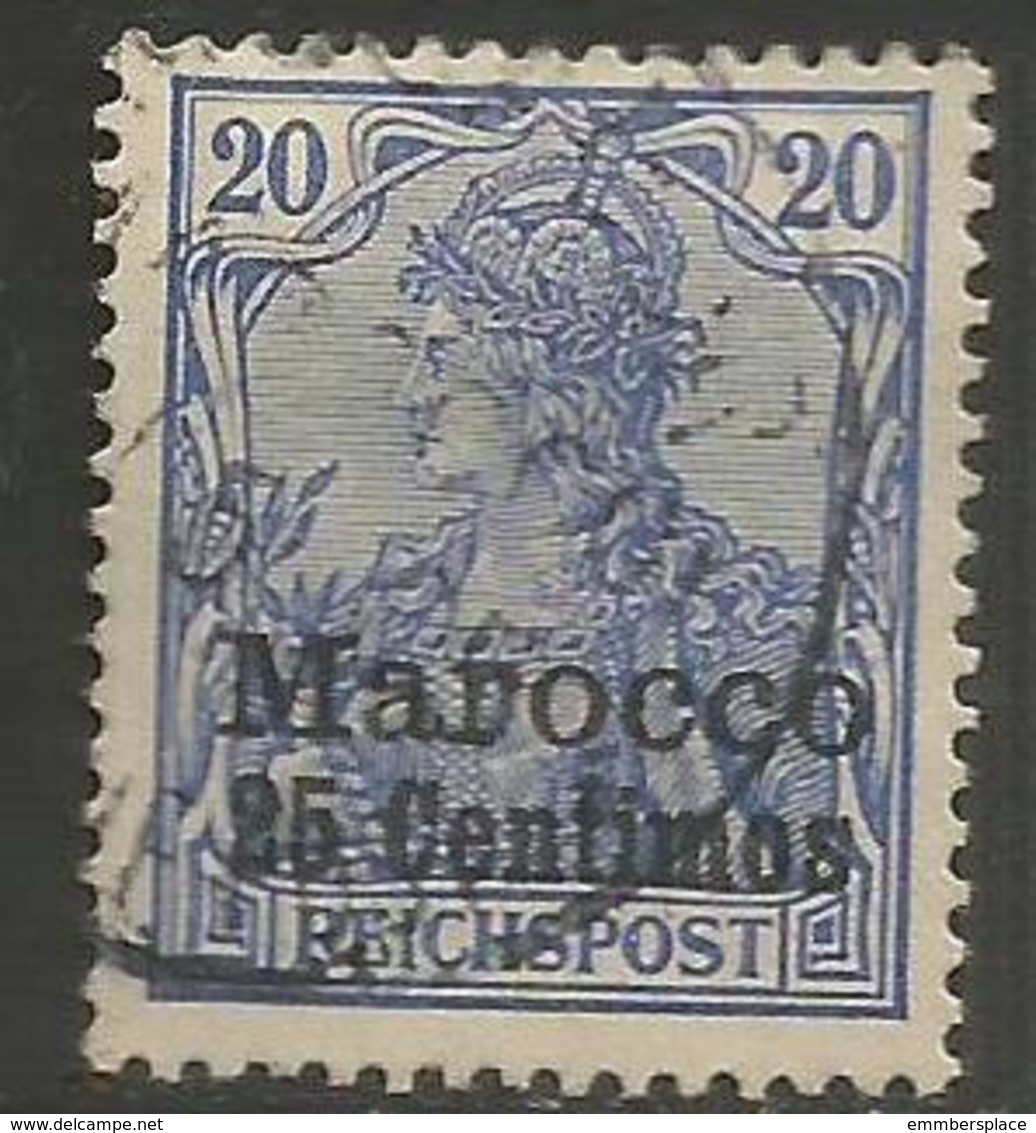 German Offices Morocco - 1906 Germania Overprint  & Surcharge 25c/20pf Used  Mi  36 - Morocco (offices)