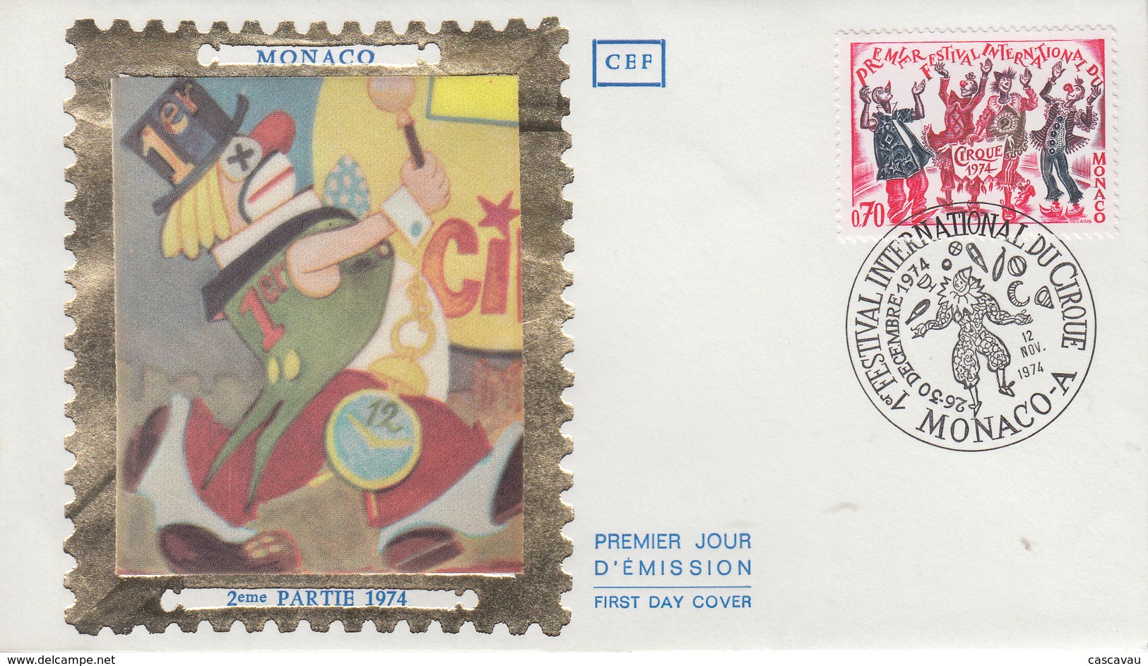 Enveloppe  FDC  1er Jour  MONACO  1er  FESTIVAL  INTERNATIONAL  Du  CIRQUE    1974 - Circus