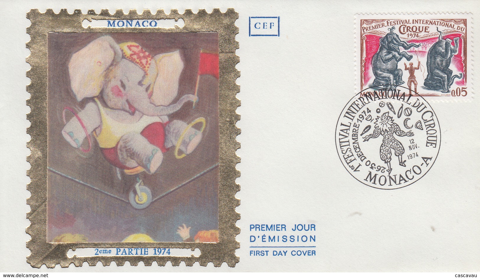 Enveloppe  FDC  1er Jour  MONACO  1er  FESTIVAL  INTERNATIONAL  Du  CIRQUE    1974 - Cirque