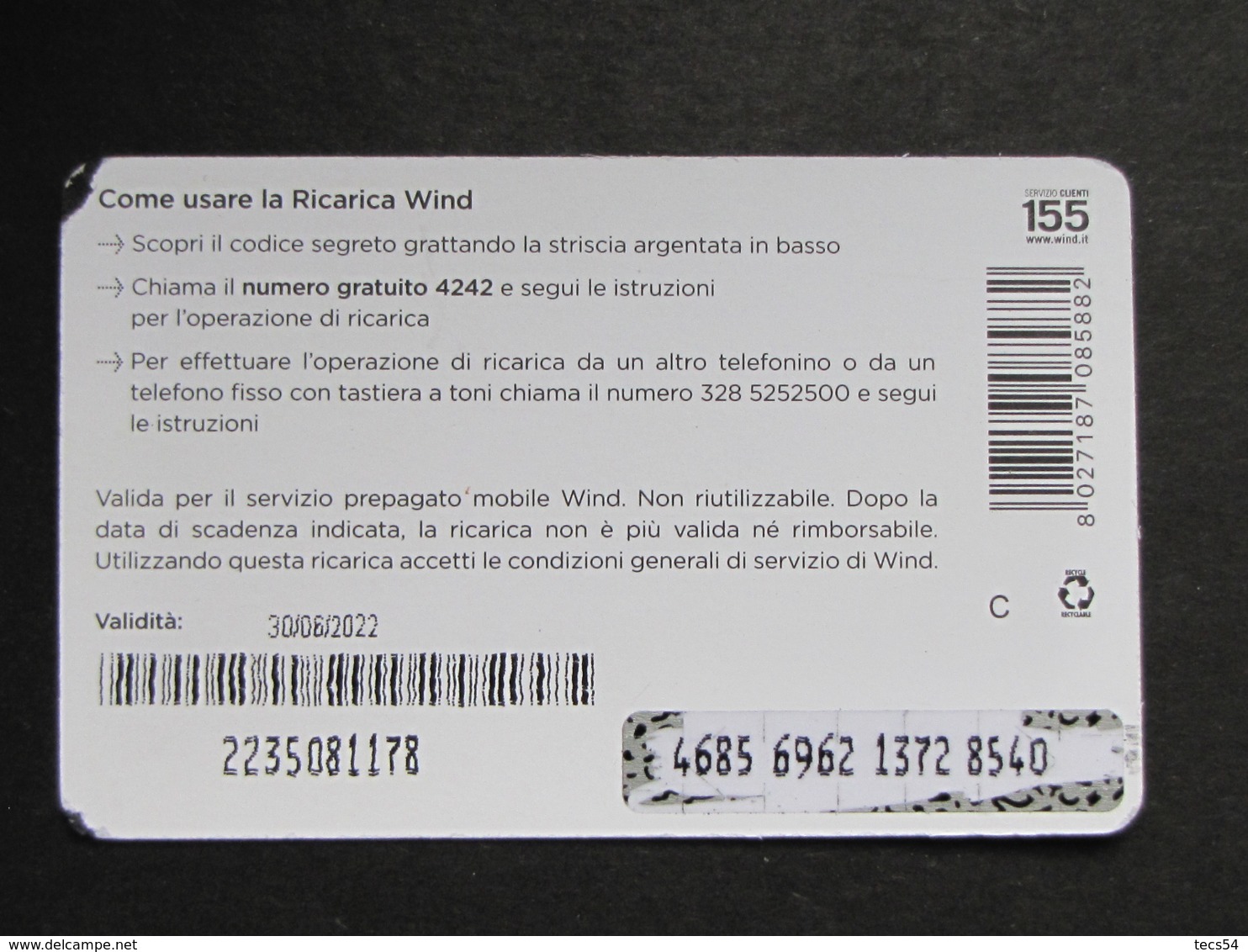 ITALIA WIND - NEWS CHAT .... 15 EURO SCAD. 30/06/2022 - USATA - Schede GSM, Prepagate & Ricariche