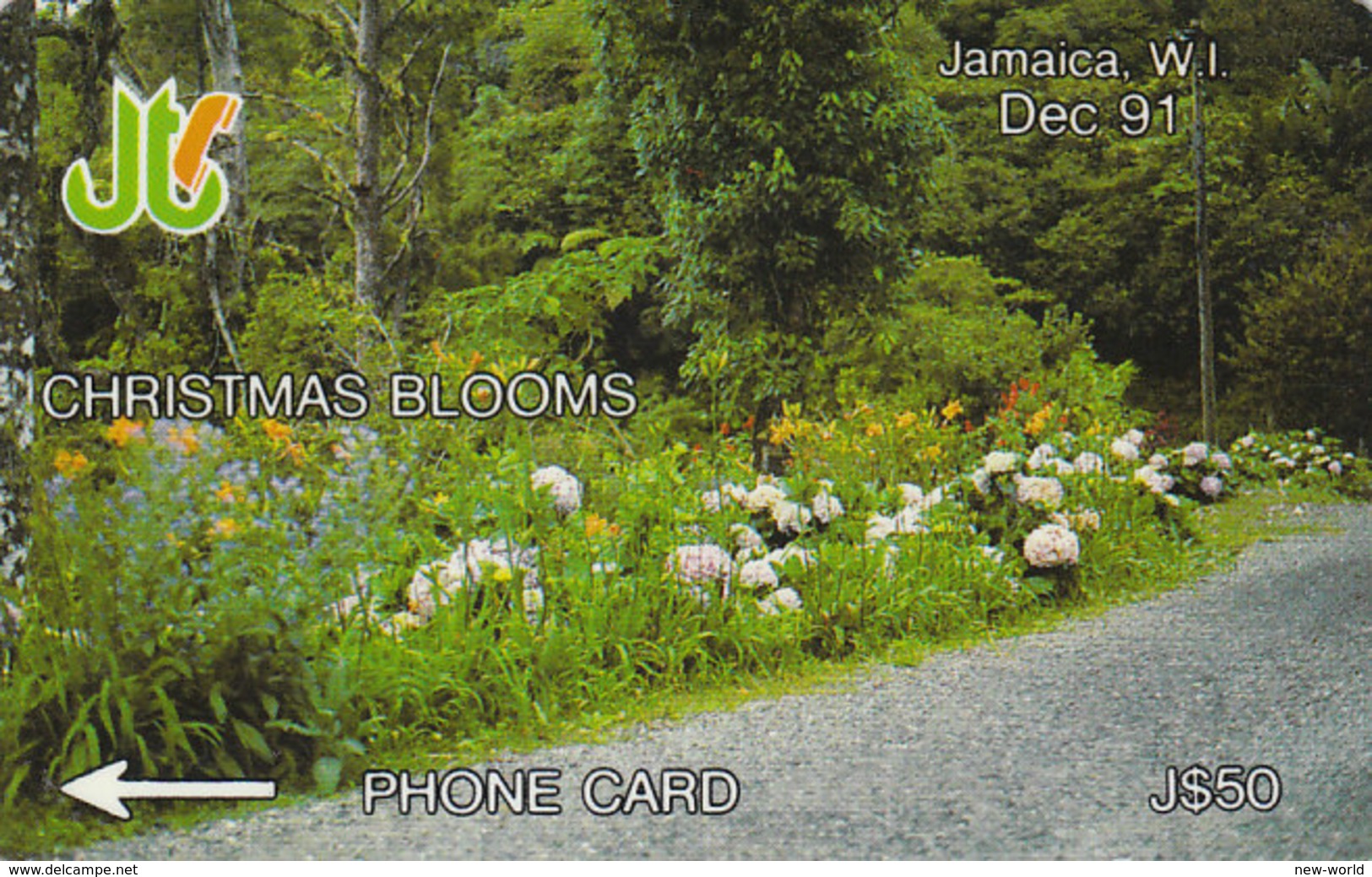 Jamaica, GPT 1991, Coded 5JAMB020254, Christmas Blooms - Jamaica