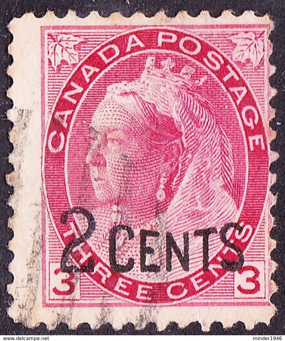 CANADA 1899 QV 2c On 3c Carmine SG171 FU - Used Stamps