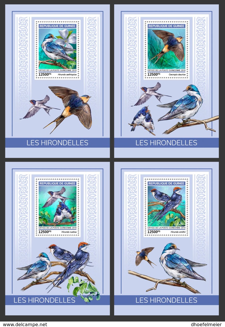 GUINEA REP. 2019 MNH Swallows Schwalben Hirondelles S/S - OFFICIAL ISSUE - DH1918 - Zwaluwen